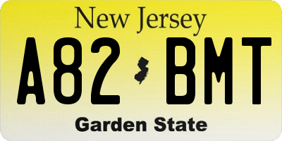 NJ license plate A82BMT