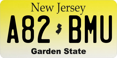 NJ license plate A82BMU