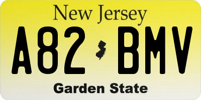 NJ license plate A82BMV