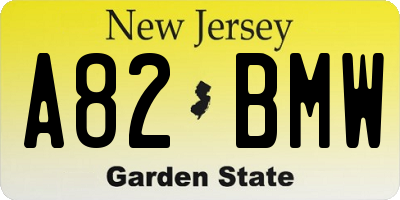 NJ license plate A82BMW