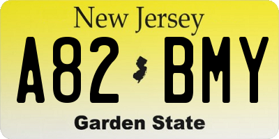 NJ license plate A82BMY
