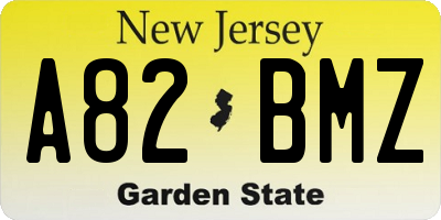 NJ license plate A82BMZ