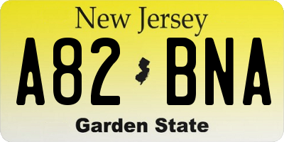 NJ license plate A82BNA