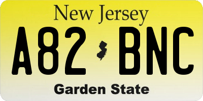 NJ license plate A82BNC