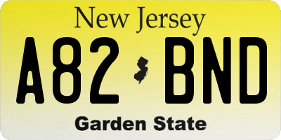 NJ license plate A82BND