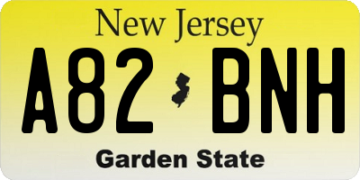 NJ license plate A82BNH