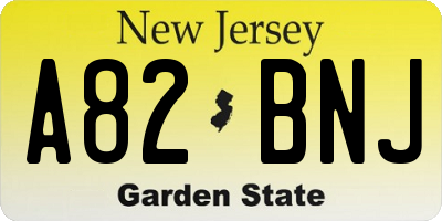 NJ license plate A82BNJ
