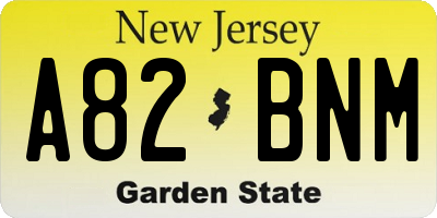 NJ license plate A82BNM