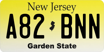 NJ license plate A82BNN