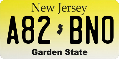 NJ license plate A82BNO