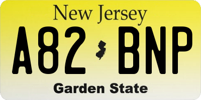 NJ license plate A82BNP