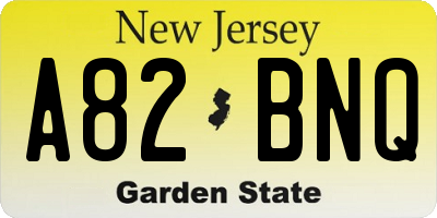 NJ license plate A82BNQ