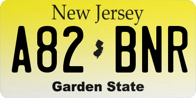 NJ license plate A82BNR