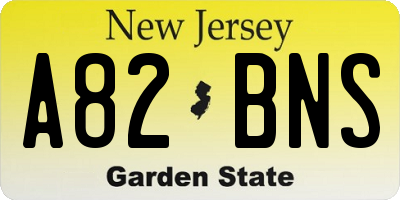 NJ license plate A82BNS