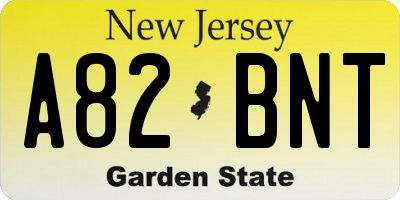 NJ license plate A82BNT