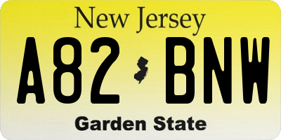 NJ license plate A82BNW