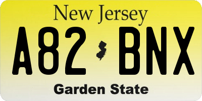 NJ license plate A82BNX