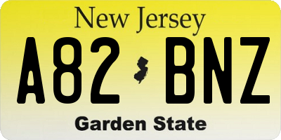 NJ license plate A82BNZ