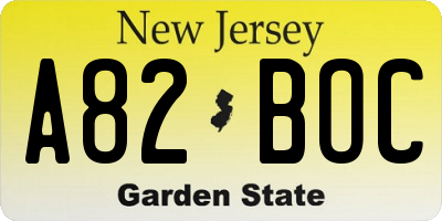NJ license plate A82BOC