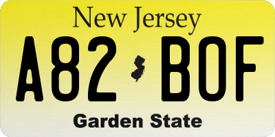 NJ license plate A82BOF