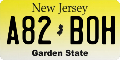 NJ license plate A82BOH