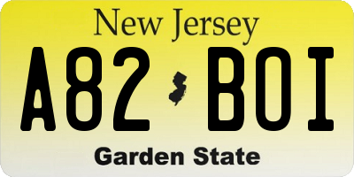 NJ license plate A82BOI