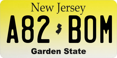 NJ license plate A82BOM