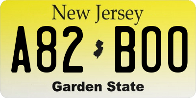 NJ license plate A82BOO