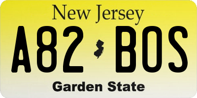 NJ license plate A82BOS