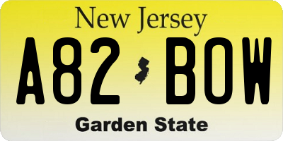 NJ license plate A82BOW