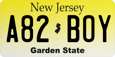 NJ license plate A82BOY