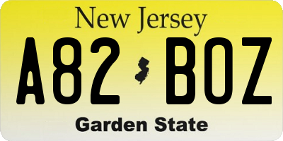 NJ license plate A82BOZ
