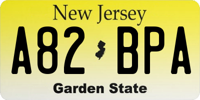 NJ license plate A82BPA