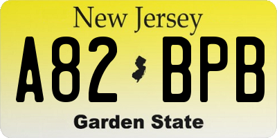 NJ license plate A82BPB