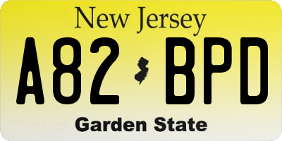 NJ license plate A82BPD