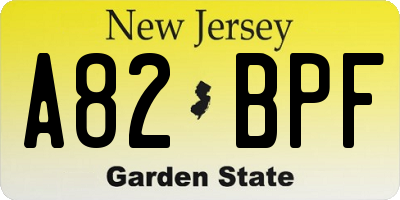 NJ license plate A82BPF