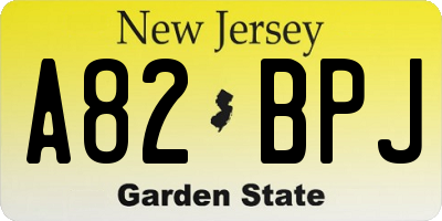 NJ license plate A82BPJ