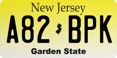 NJ license plate A82BPK