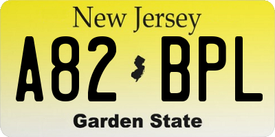 NJ license plate A82BPL