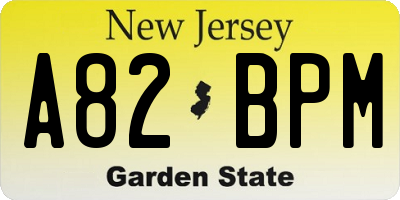 NJ license plate A82BPM