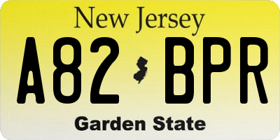 NJ license plate A82BPR