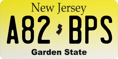 NJ license plate A82BPS