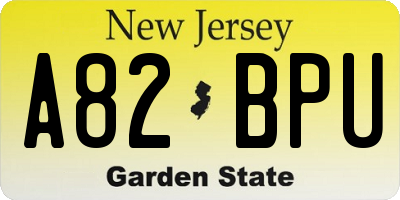 NJ license plate A82BPU