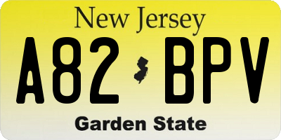 NJ license plate A82BPV