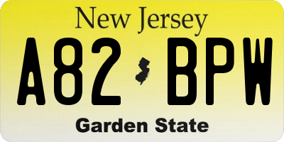 NJ license plate A82BPW