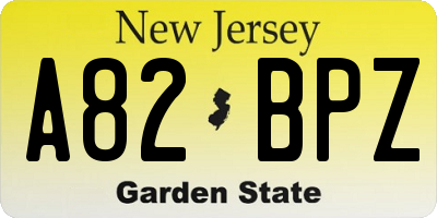 NJ license plate A82BPZ
