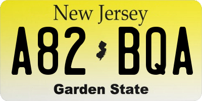 NJ license plate A82BQA