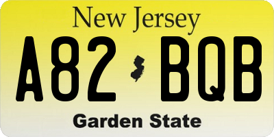 NJ license plate A82BQB