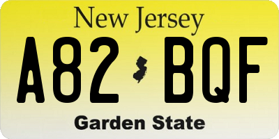 NJ license plate A82BQF
