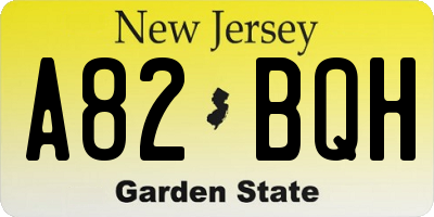 NJ license plate A82BQH